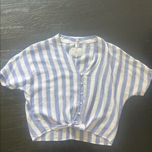 Rails Blue and White Striped Blouse